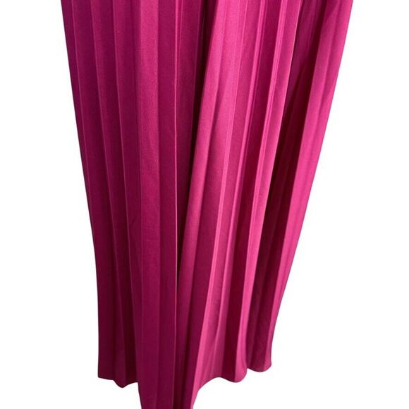 Vintage Womens Union Tag Dark Red Pleated V-Neck Maxi 70's Dress Empire Waist XS - Picture 2 of 15